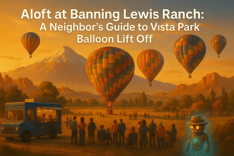 Hot air balloons inflating at dawn over Vista Park in Banning Lewis Ranch, Colorado Springs